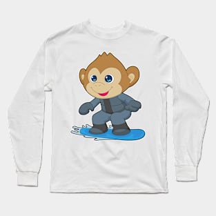 Monkey Snowboard Winter sports Long Sleeve T-Shirt